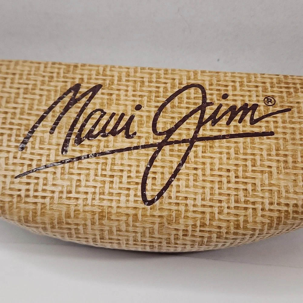 Maui Jim Sunglass EYEGLASS CASE Only Faux Bamboo Basket Weave Hard Clamshell